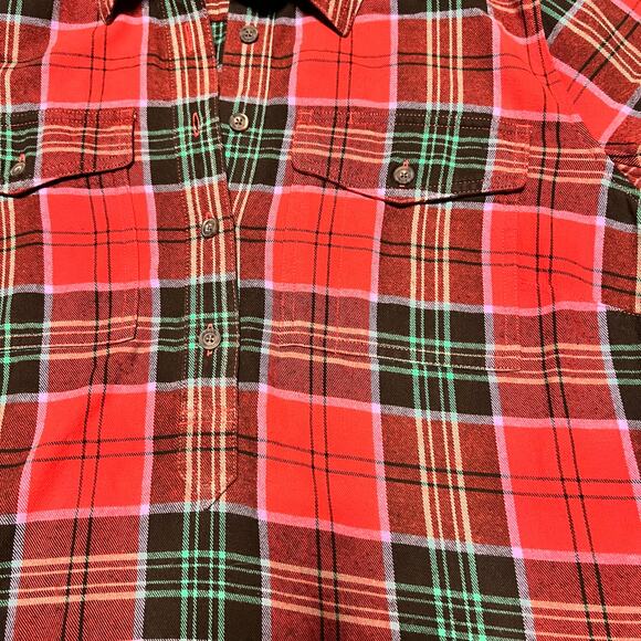 Duluth Trading Flannel Shirt Womens XL Free Swingin Tunic Plaid 72900 Pockets - Picture 2 of 9